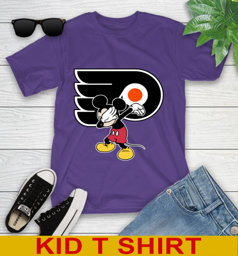 Philadelphia Flyers NHL Hockey Dabbing Mickey Disney Sports Youth T-Shirt 4