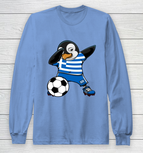 Dabbing Penguin Greece Soccer Fans Jersey Football Lovers Long Sleeve T-Shirt 8