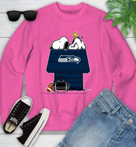 Seattle Seahawks NFL Football Snoopy Woodstock The Peanuts Movie Youth Sweatshirt 7