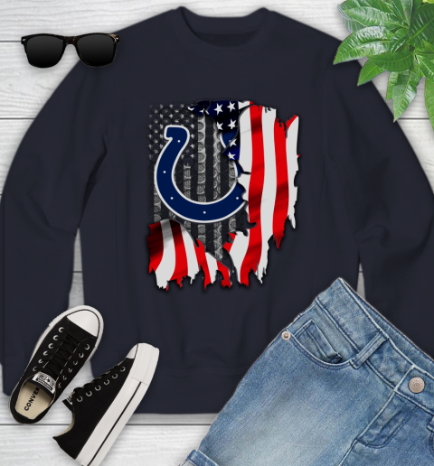 Indianapolis Colts NFL Football American Flag Youth Sweatshirt - Image 3