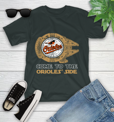 MLB Come To The Baltimore Orioles Side Star Wars Baseball Sports Youth T-Shirt 6