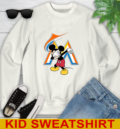 Miami Marlins MLB Baseball Dabbing Mickey Disney Sports Youth Sweatshirt