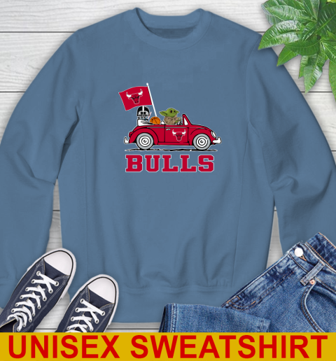 NBA Basketball Chicago Bulls Darth Vader Baby Yoda Driving Star Wars Shirt Sweatshirt 8