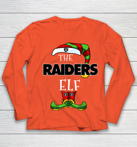 Oakland Raiders Christmas ELF Funny NFL Youth Long Sleeve 3
