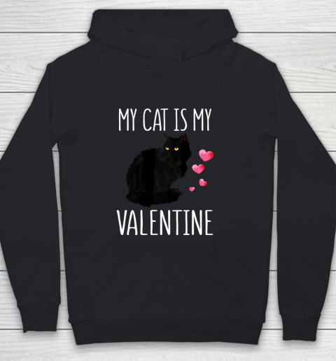 Black Cat Shirt For Valentine s Day My Cat Is My Valentine Youth Hoodie