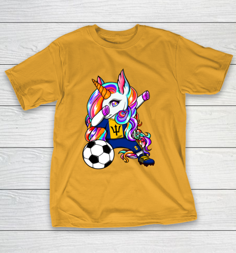 Dabbing Unicorn Barbados Soccer Fans Jersey Flag Football T-Shirt 3