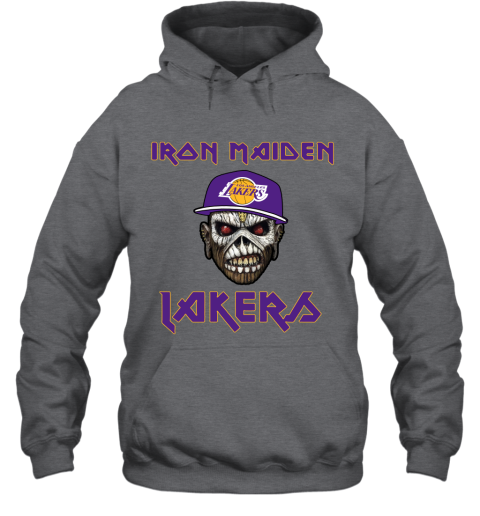 5ub4 nba los angeles lakers iron maiden rock band music basketball hoodie 23 front dark heather