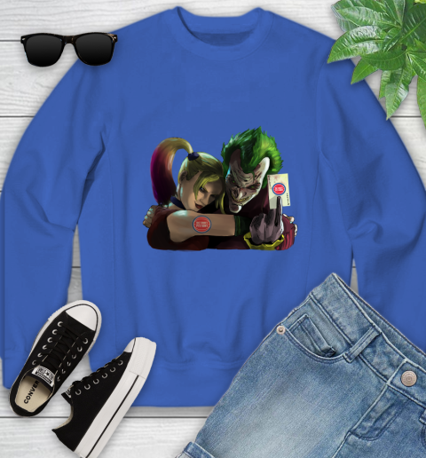 Detroit Pistons NBA Basketball Joker Harley Quinn Suicide Squad Youth Sweatshirt 8