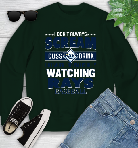 Tampa Bay Rays MLB I Scream Cuss Drink When I'm Watching My Team Youth Sweatshirt 9