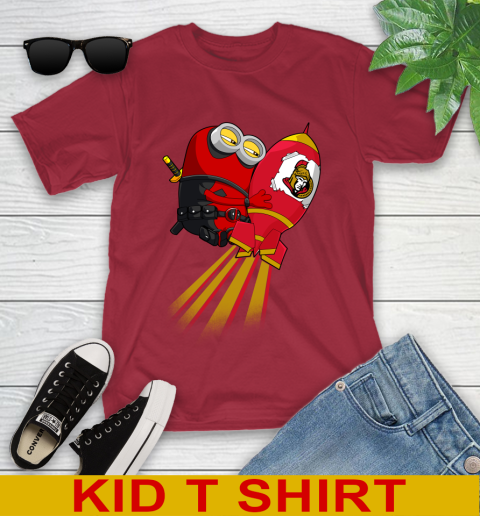 NHL Hockey Ottawa Senators Deadpool Minion Marvel Shirt Youth T-Shirt 12