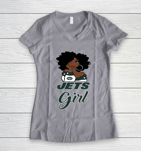 New York Jets Girl NFL Women's V-Neck T-Shirt 4