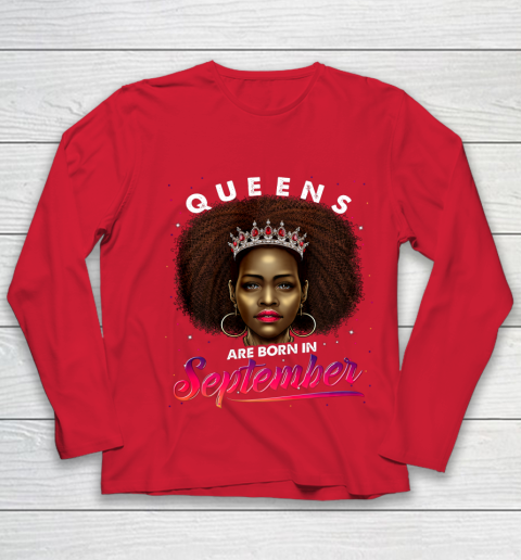 Queens Born September Shirt Black Girl Virgo Libra Birthday Youth Long Sleeve 8