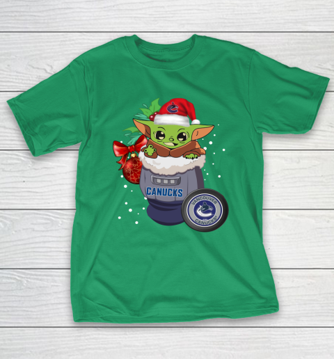 Vancouver Canucks Christmas Baby Yoda Star Wars Funny Happy NHL T-Shirt