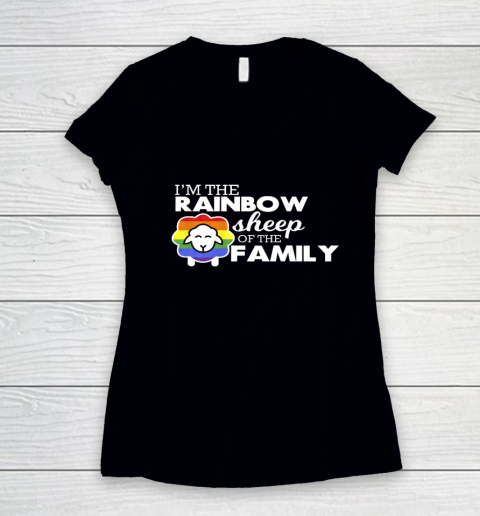 I Am Rainbow Sheep Of My Family shirt LGBT Gay Lesbian Women's V-Neck T-Shirt