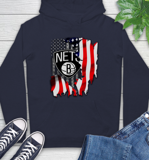 Brooklyn Nets NBA Basketball American Flag Hoodie 3
