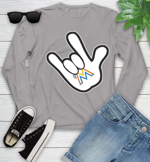 Miami Marlins MLB Baseball Mickey Rock Hand Disney Youth Long Sleeve 5