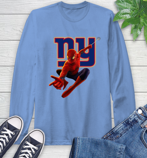 NFL Spider Man Avengers Endgame Football New York Giants Long Sleeve T-Shirt 11