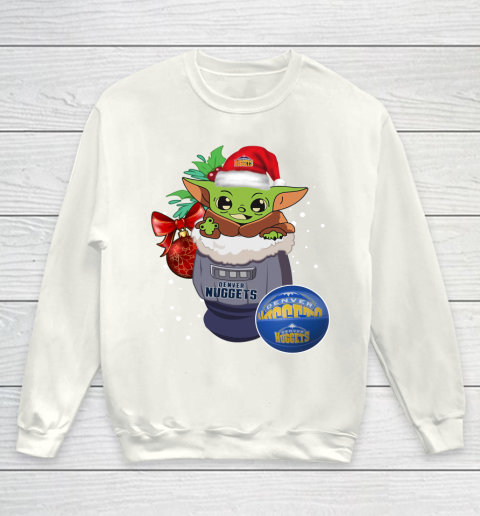 Denver Nuggets Christmas Baby Yoda Star Wars Funny Happy NBA Youth Sweatshirt 2