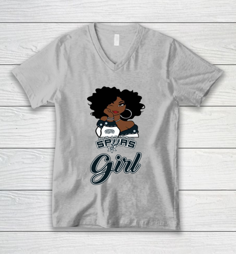 San Antonio Spurs Girl NBA V-Neck T-Shirt 4