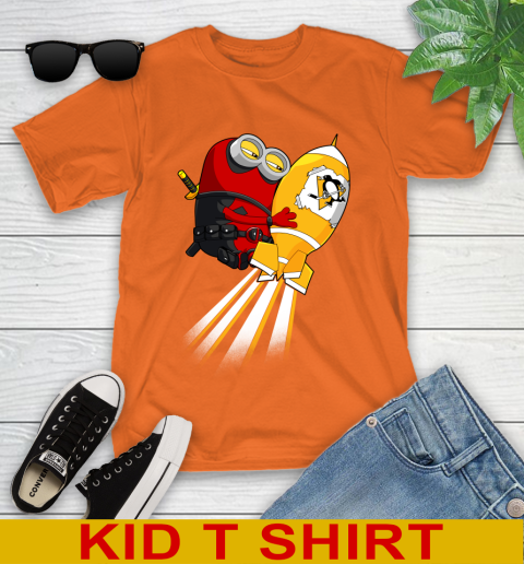 NHL Hockey Pittsburgh Penguins Deadpool Minion Marvel Shirt Youth T-Shirt 8