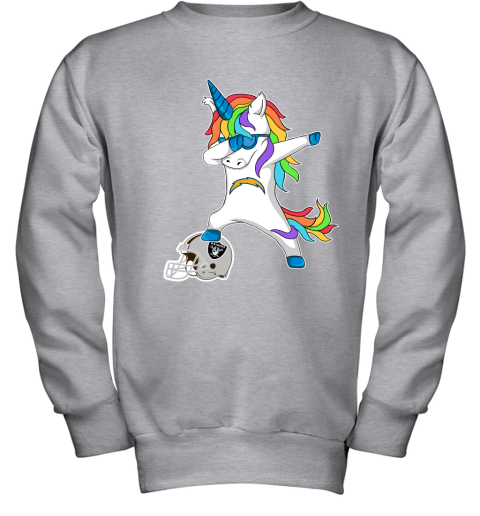 Football Dabbing Unicorn Steps On Helmet Los Angeles Chargers Youth Sweatshirt