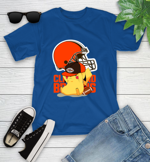 NFL Pikachu Football Sports Cleveland Browns Youth T-Shirt 9