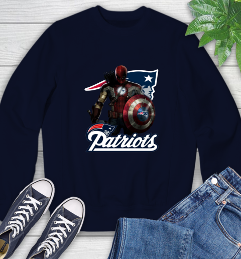 NFL Captain America Thor Spider Man Hawkeye Avengers Endgame Football New England Patriots Sweatshirt 3