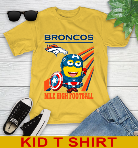 NFL Football Denver Broncos Captain America Marvel Avengers Minion Shirt Youth T-Shirt 9