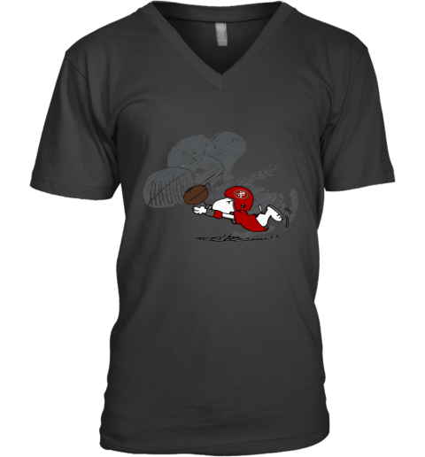 San Fracisco 49ers Snoopy Plays The Football Game V-Neck T-Shirt
