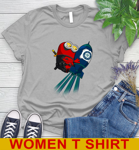 MLB Baseball Seattle Mariners Deadpool Minion Marvel Shirt Women's T-Shirt 5