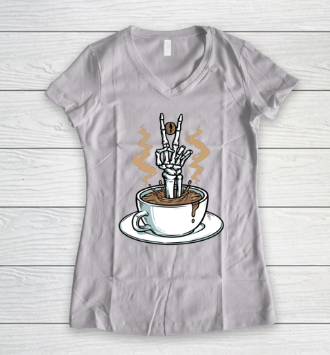 Coffee Lover Skeleton Coffee Costume Halloween Women's V-Neck T-Shirt