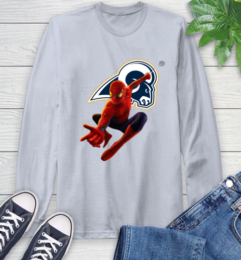 NFL Spider Man Avengers Endgame Football Los Angeles Rams Long Sleeve T-Shirt 6