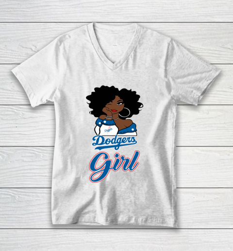 Los Angeles Dodgerss Girl MLB V-Neck T-Shirt 2