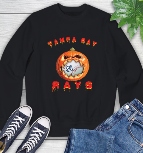 MLB Tampa Bay Rays Halloween Pumpkin Baseball Sports Sweatshirt 2