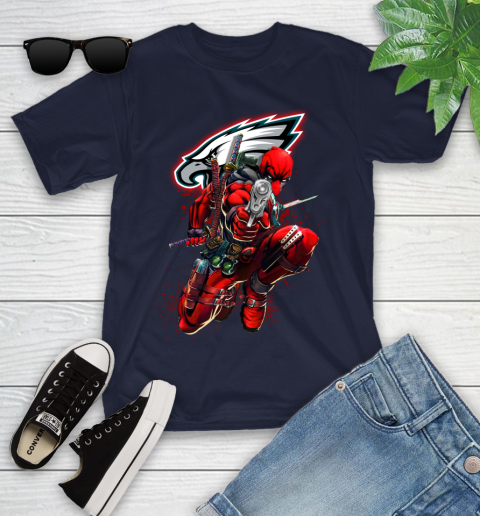 NFL Deadpool Marvel Comics Sports Football Philadelphia Eagles Youth T-Shirt 3