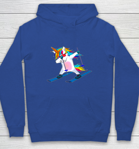 Skiing Unicorn Dabbing Funny Gift Youth Hoodie 8