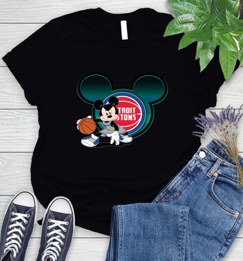 NBA Detroit Pistons Mickey Mouse Disney Basketball Women's T-Shirt 2
