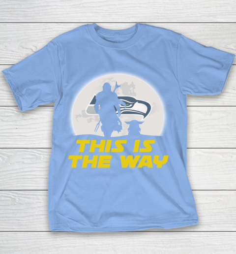 Seattle Seahawks NFL Football Star Wars Yoda And Mandalorian This Is The Way Youth T-Shirt 8
