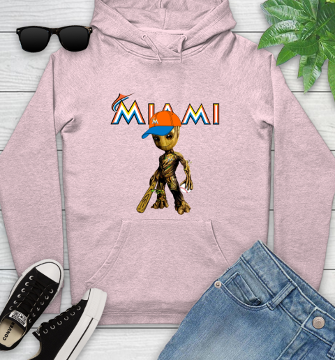 MLB Miami Marlins Groot Guardians Of The Galaxy Baseball Youth Hoodie 10