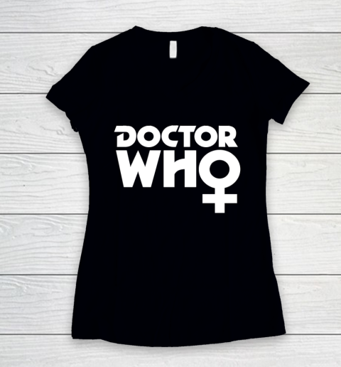 Doctor Who Shirt The Doctor is a Woman Women's V-Neck T-Shirt