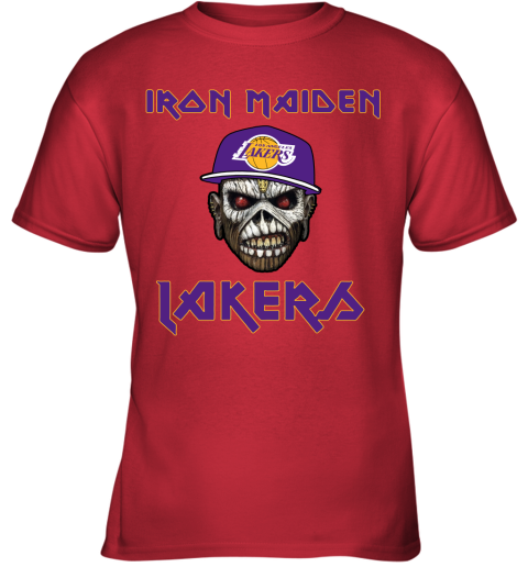 lts5 nba los angeles lakers iron maiden rock band music basketball youth t shirt 26 front red