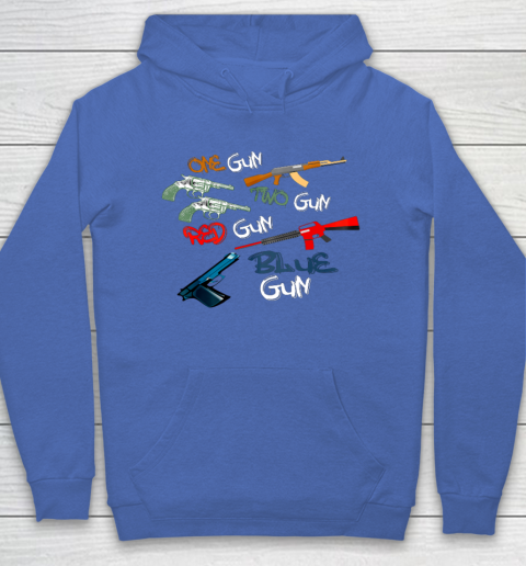 One Gun Two Gun Red Gun Blue Gun Funny Hoodie 6
