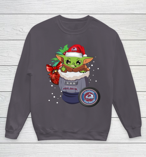 Colorado Avalanche Christmas Baby Yoda Star Wars Funny Happy NHL Youth Sweatshirt 6