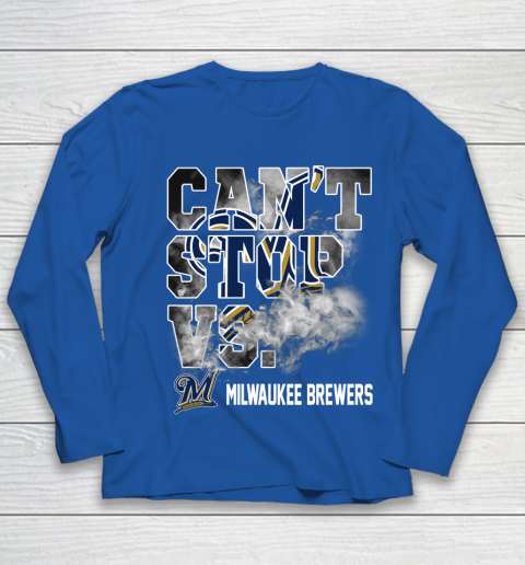 MLB Milwaukee Brewers Baseball Can't Stop Vs Brewers Youth Long Sleeve 7