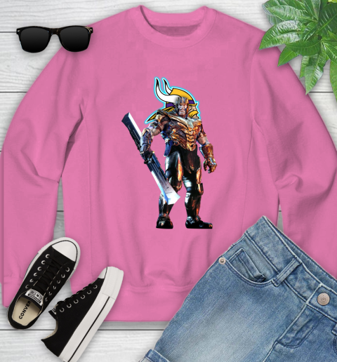 NFL Thanos Gauntlet Avengers Endgame Football Minnesota Vikings Youth Sweatshirt 7