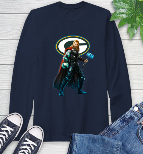 NFL Thor Avengers Endgame Football Green Bay Packers Long Sleeve T-Shirt 4