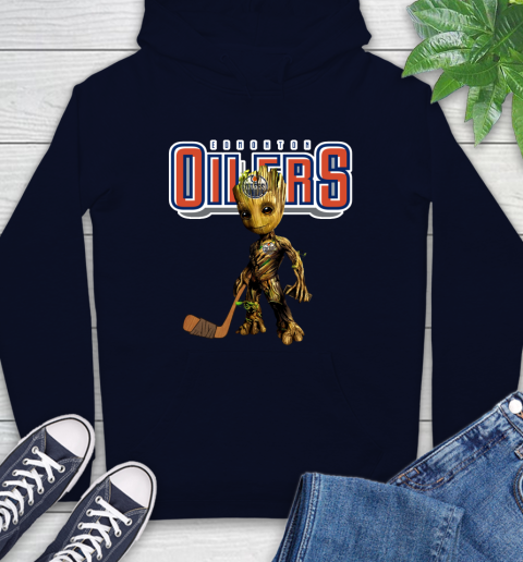 Edmonton Oilers NHL Hockey Groot Marvel Guardians Of The Galaxy Hoodie 4