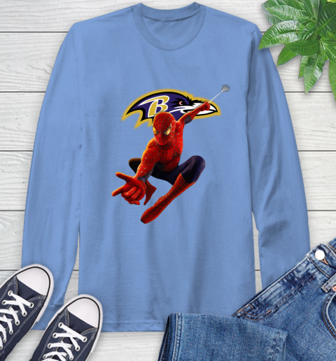 NFL Spider Man Avengers Endgame Football Baltimore Ravens Long Sleeve T-Shirt 11