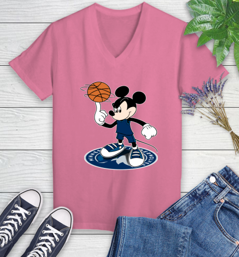 NBA Basketball Minnesota Timberwolves Cheerful Mickey Disney Shirt Women's V-Neck T-Shirt 11