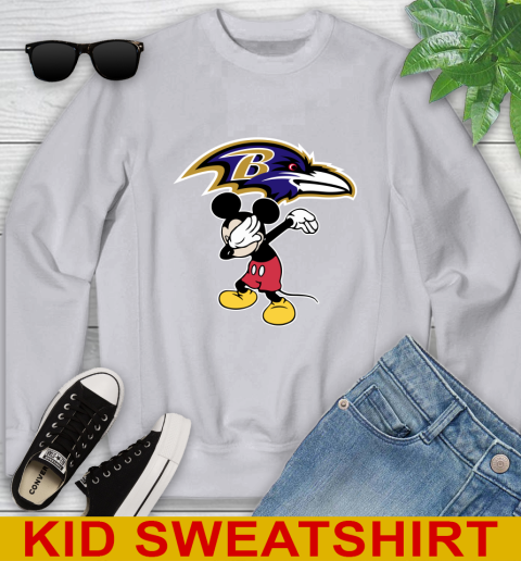 Baltimore Ravens NFL Football Dabbing Mickey Disney Sports Youth Sweatshirt 4